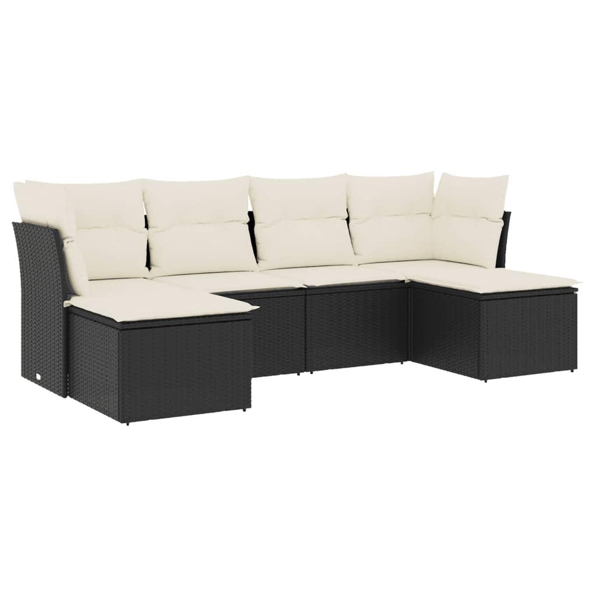 Voir la diapositive 2 : VIDAXL Salon de jardin 6 pcs avec coussins noir resine tressee
