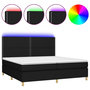Voir la diapositive 2 : VIDAXL Sommier a lattes de lit et matelas et LED Noir 200x200 cm Tissu