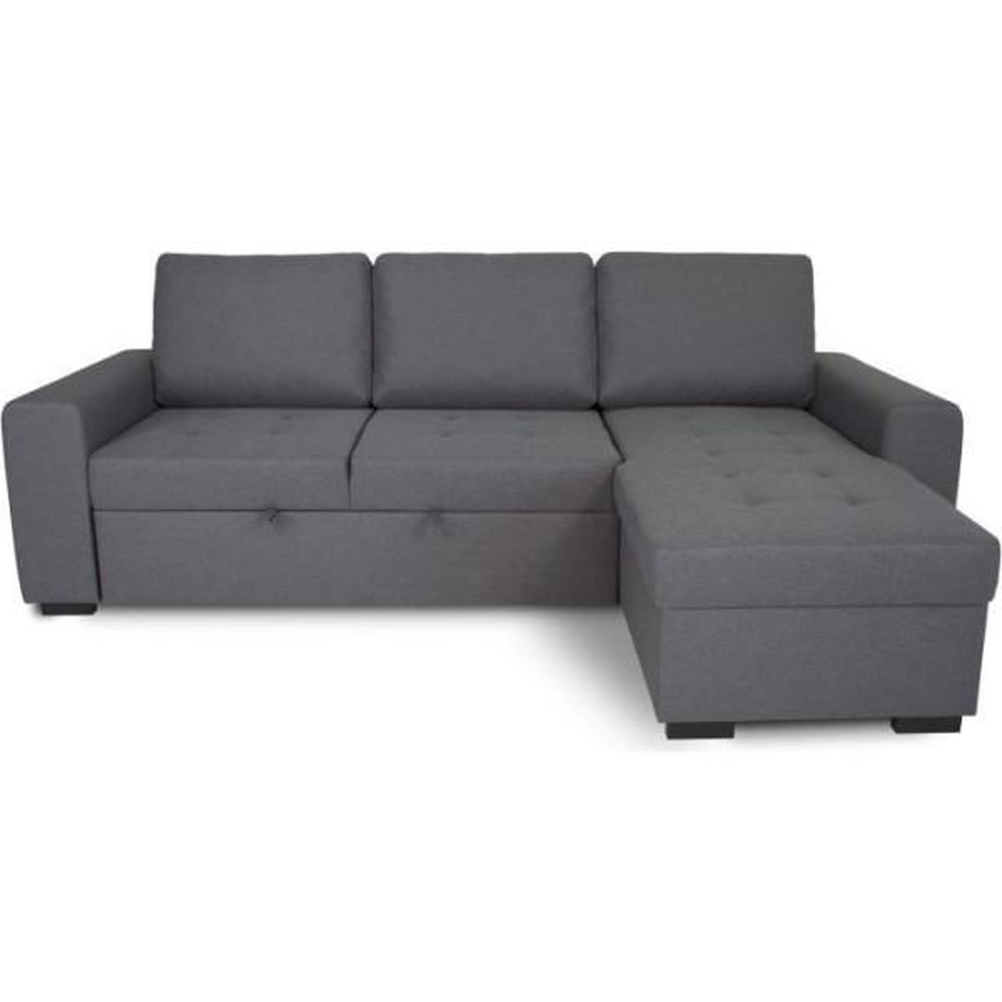 Voir la diapositive 1 : MARKET24 Canapé d'angle convertible réversible CATHY 3 places - Tissu Gris - L 242 x P 155 x H 85 cm