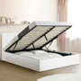 Voir la diapositive 2 : ID MARKET Lit coffre double AUSTIN avec tête de lit et sommier 160 x 200 cm PVC blanc