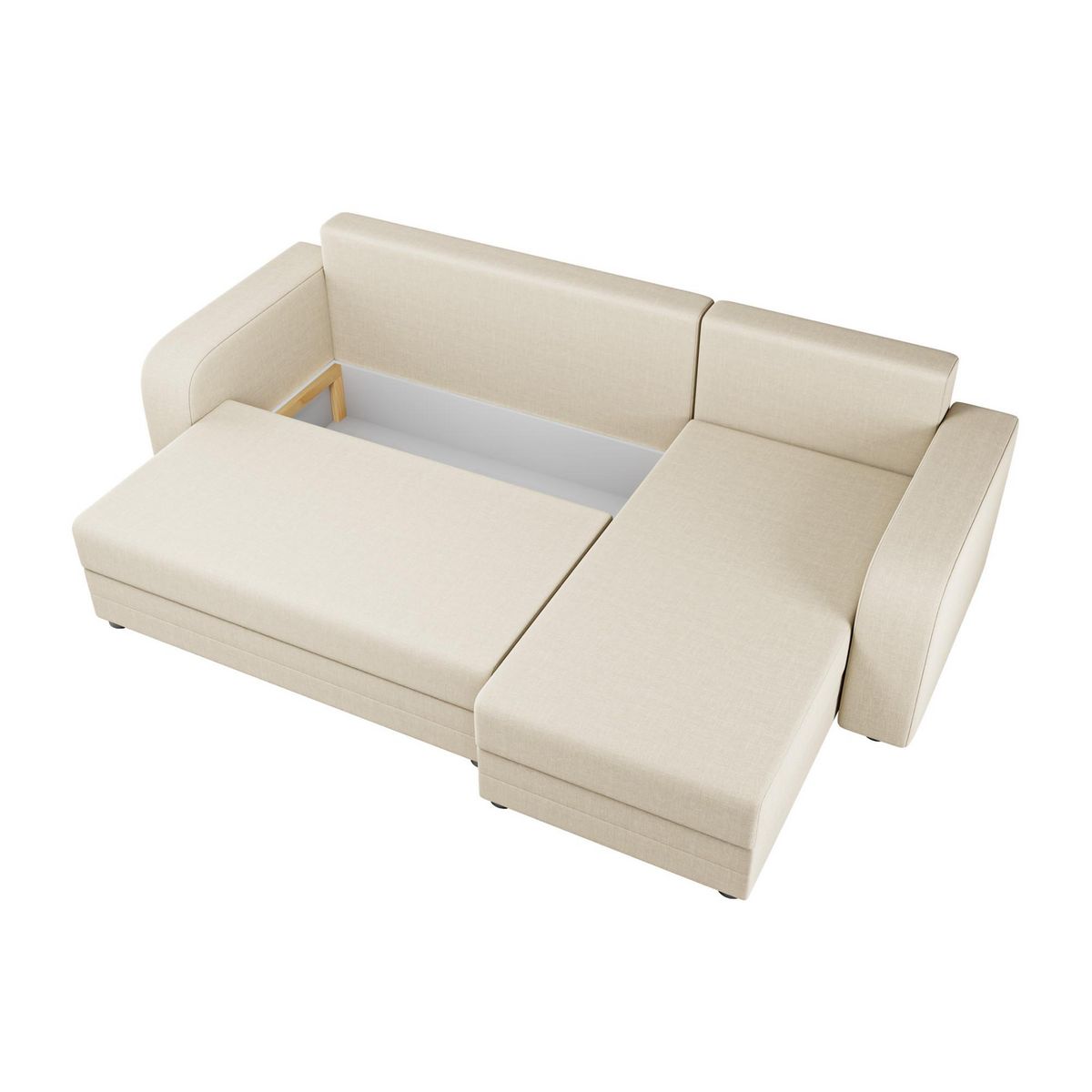 BEST MOBILIER Harvey - canapé d'angle réversible 4 places convertible avec coffre en tissu