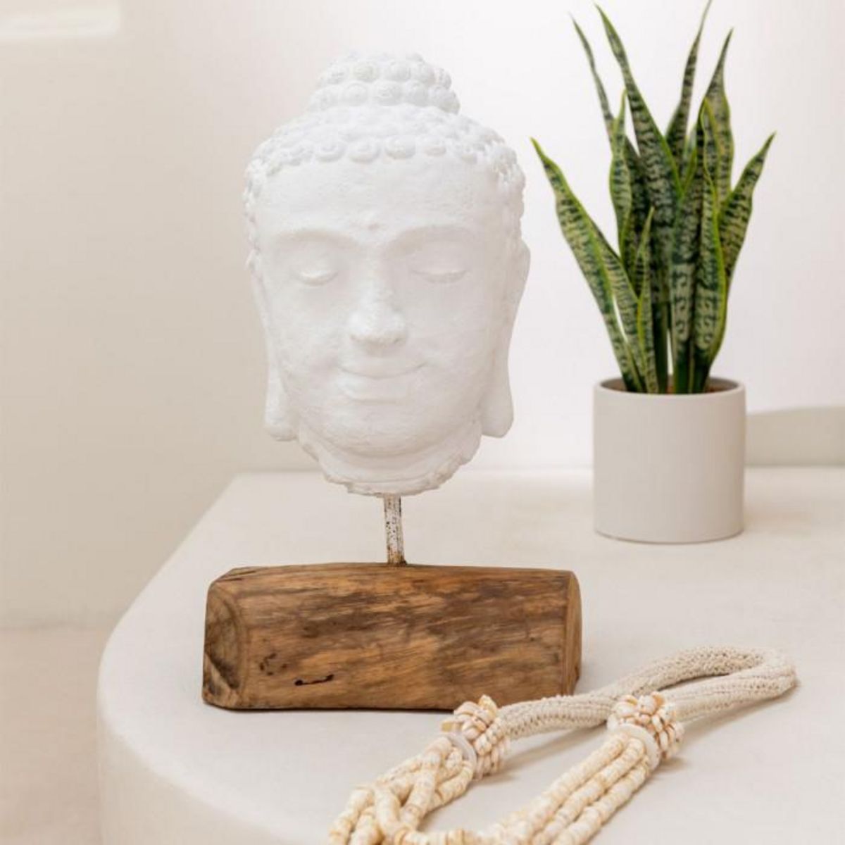 Paris Prix Statuette Déco en Ciment  Tête  44cm Blanc & Naturel