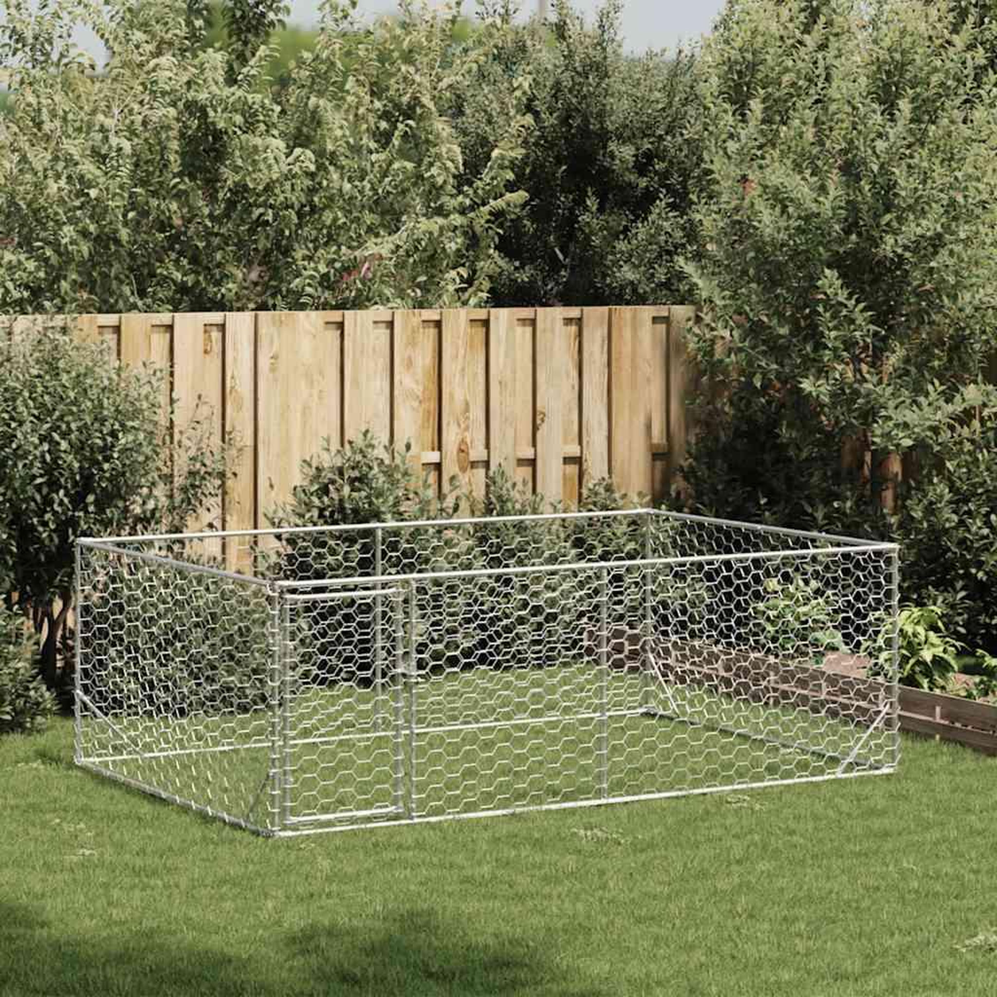 Voir la diapositive 2 : VIDAXL Chenil d'exterieur pour chiens porte 3x2x1 m acier galvanise