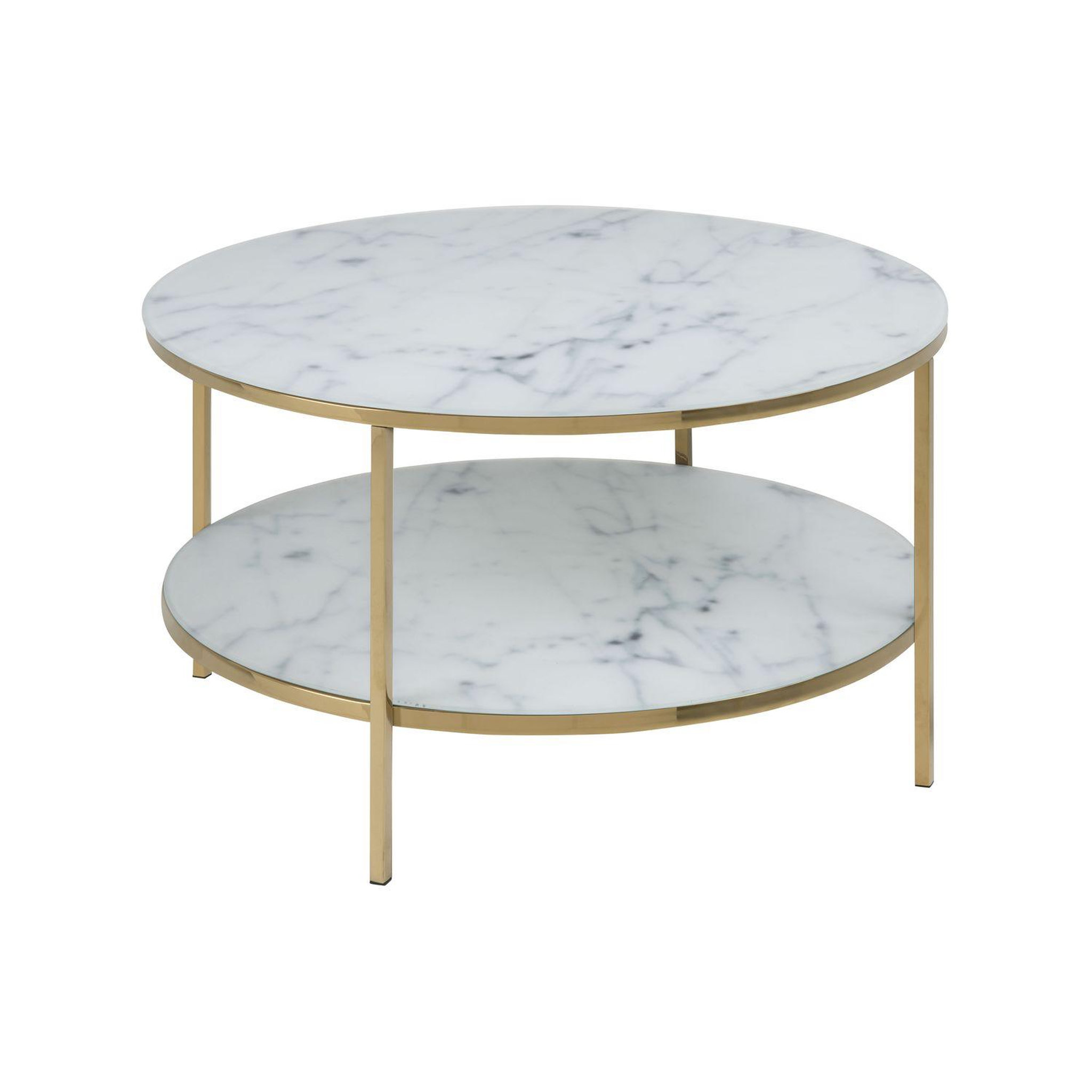 Voir la diapositive 1 : TOILINUX Table basse ronde effet marbre en verre et métal 2 niveaux