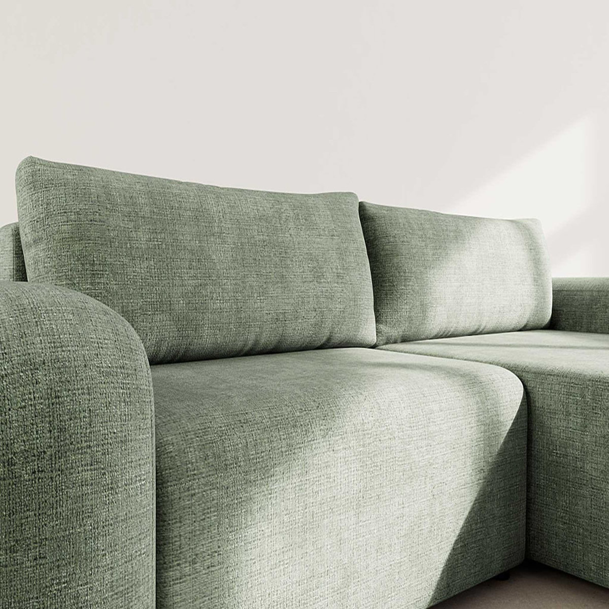 BEST MOBILIER Rebecca - canapé d'angle droit 4 places convertible avec coffre en velours texturé