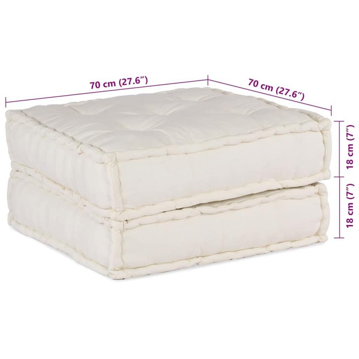 VIDAXL Pouf modulaire creme 70x70x36 tissu