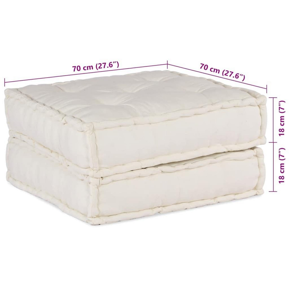 VIDAXL Pouf modulaire creme 70x70x36 tissu