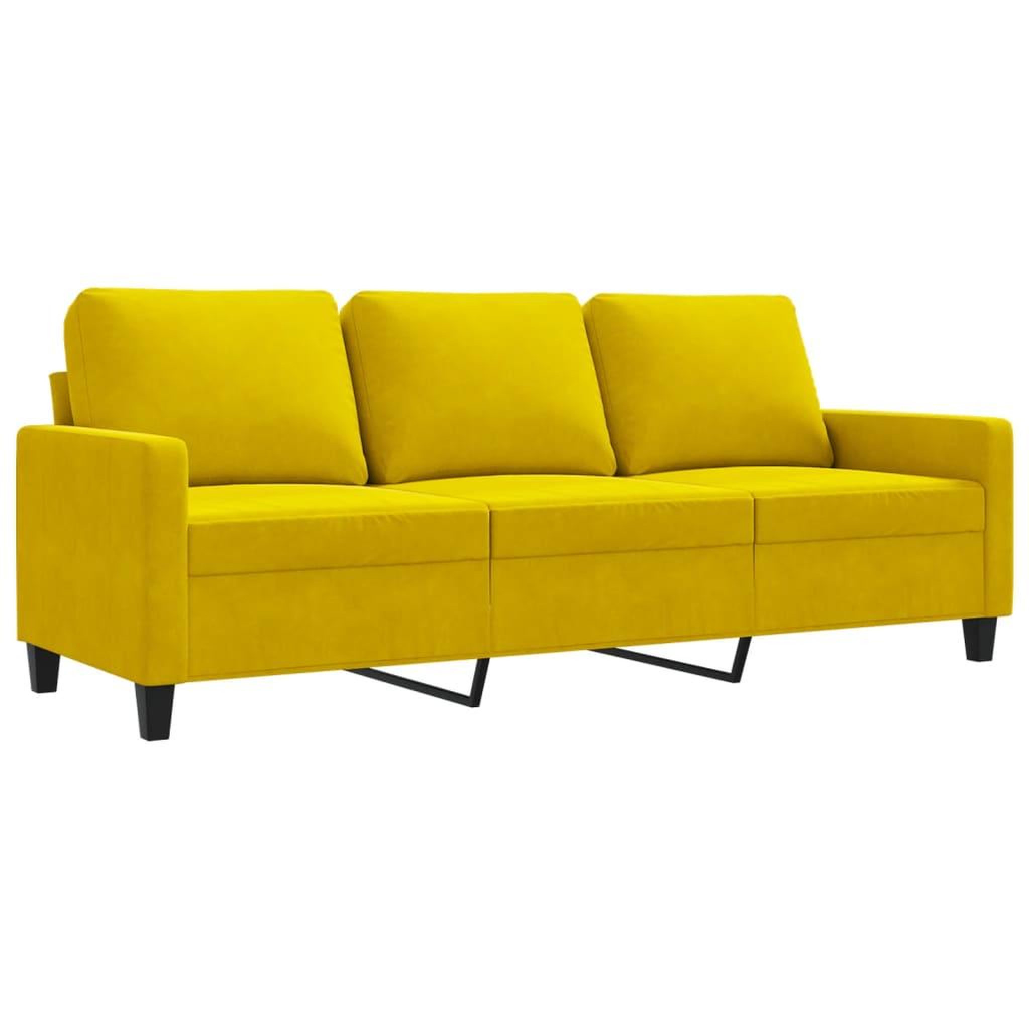 Voir la diapositive 2 : VIDAXL Canape a 3 places Jaune 180 cm Velours