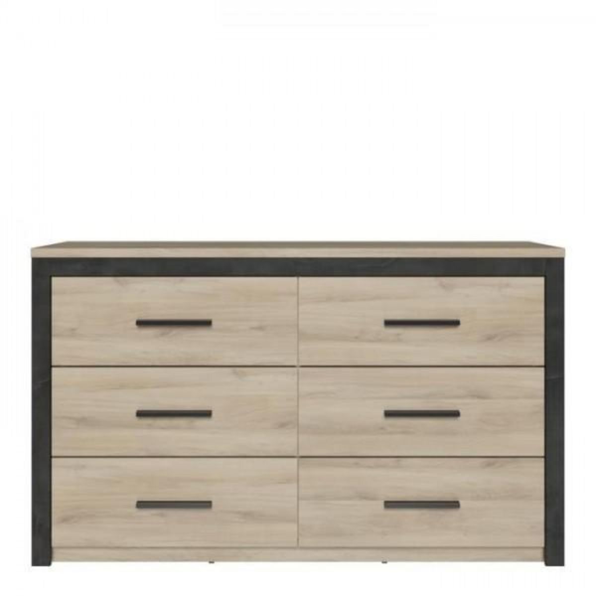 Demeyere Commode 6 tiroirs Colorado - Décor Chene Kornberg - L 129,1 x H 77,1 x P 41,8 cm - DEMEYERE