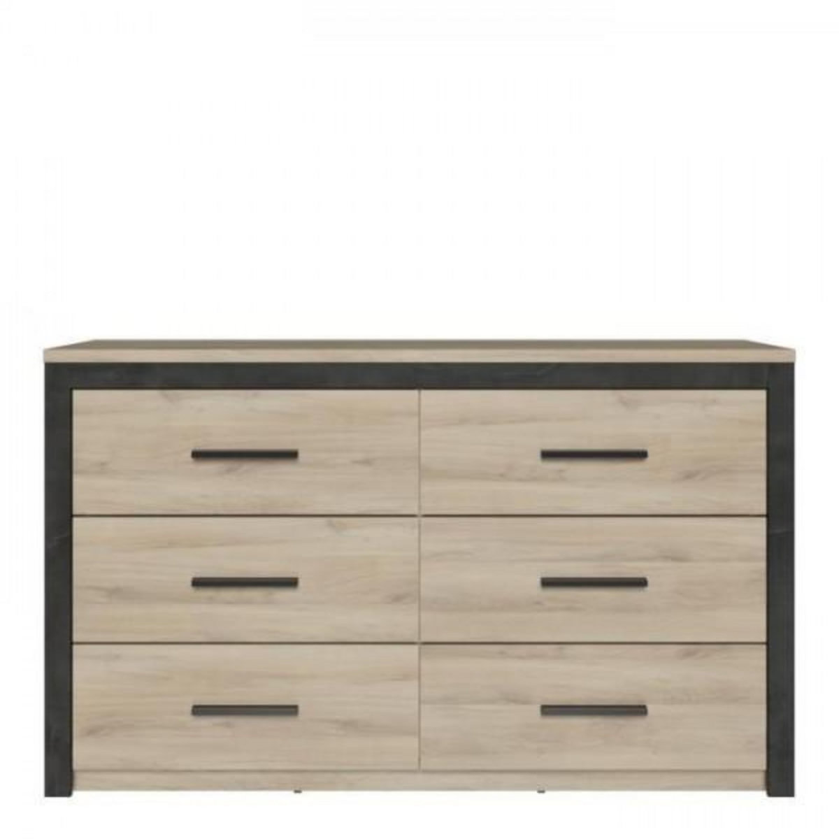 Demeyere Commode 6 tiroirs Colorado - Décor Chene Kornberg - L 129,1 x H 77,1 x P 41,8 cm - DEMEYERE