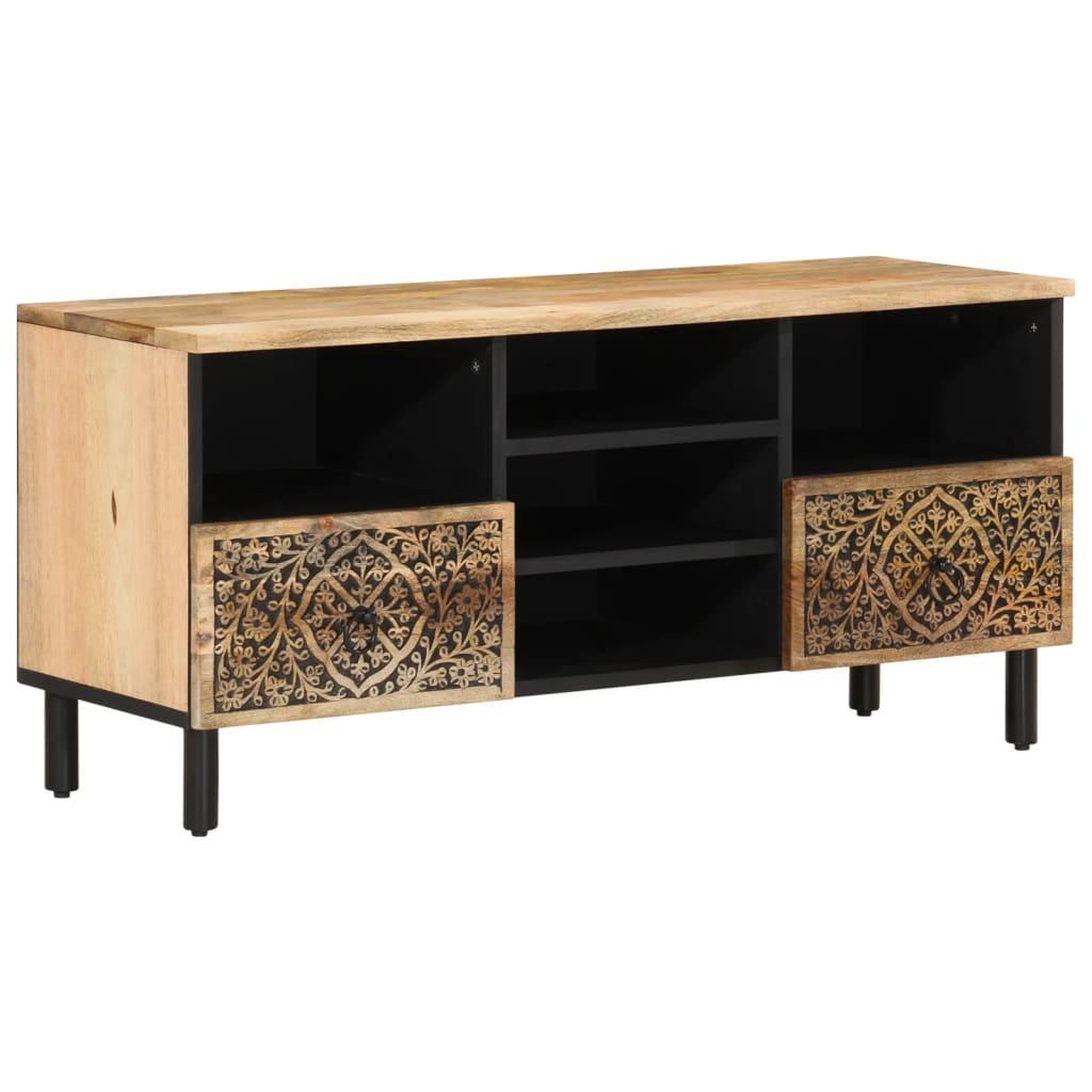 Voir la diapositive 2 : VIDAXL Meuble TV 100x33x46 cm bois massif de manguier