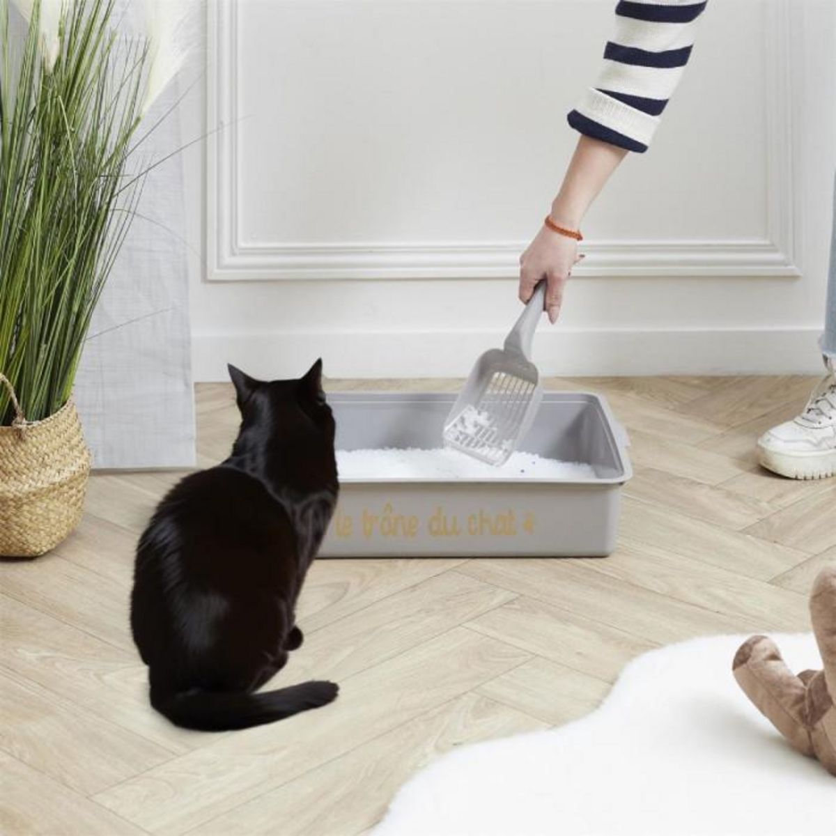 Paris Prix Bac à Litière & Pelle  Chat  42cm Gris