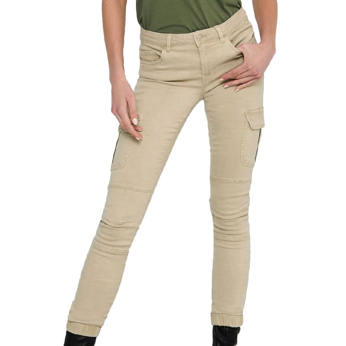 Vs Miss Pantalons Cargo Femme De Couleur Beige 2170472-beige0 - Modz