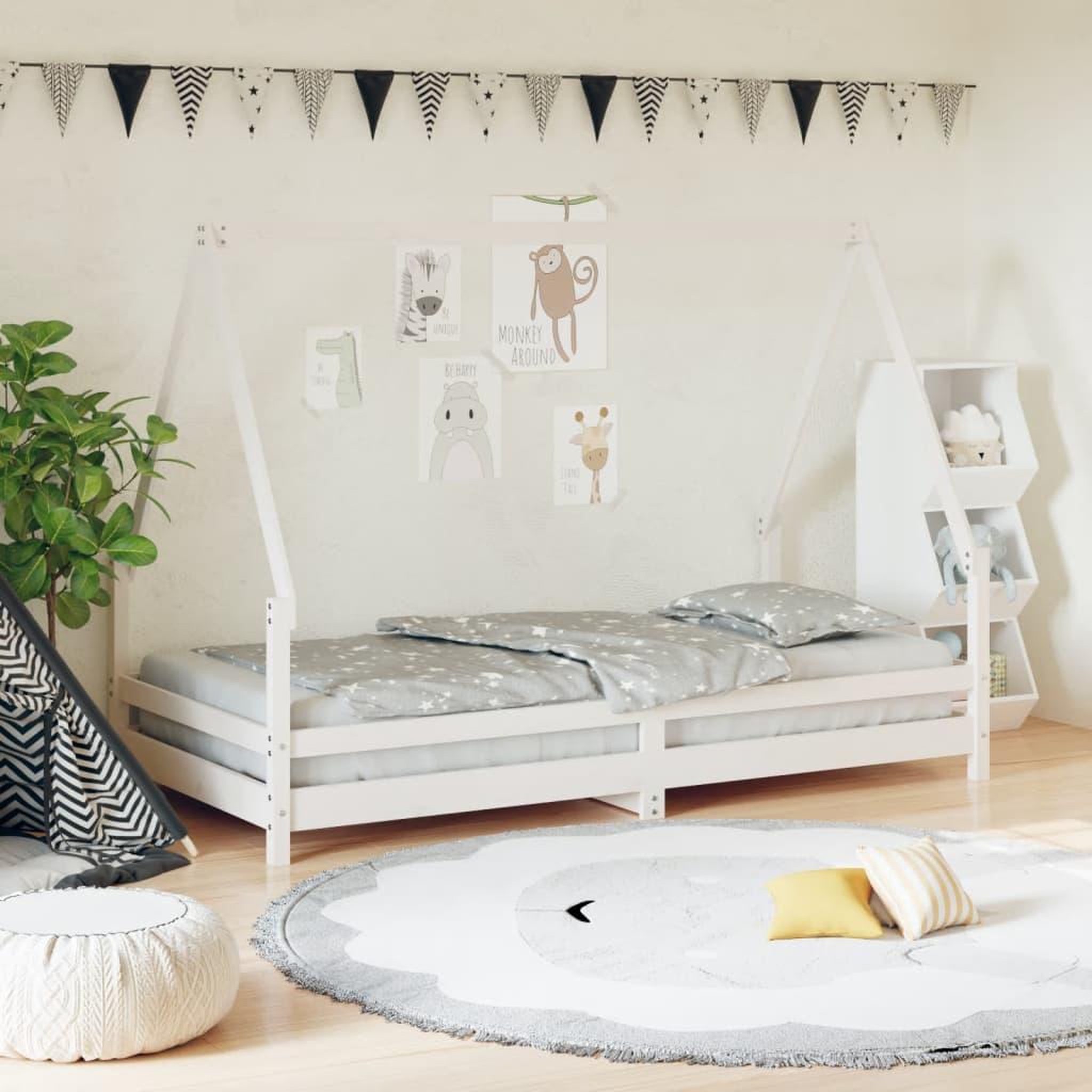 Voir la diapositive 1 : VIDAXL Cadre de lit pour enfants blanc 90x190 cm bois de pin massif