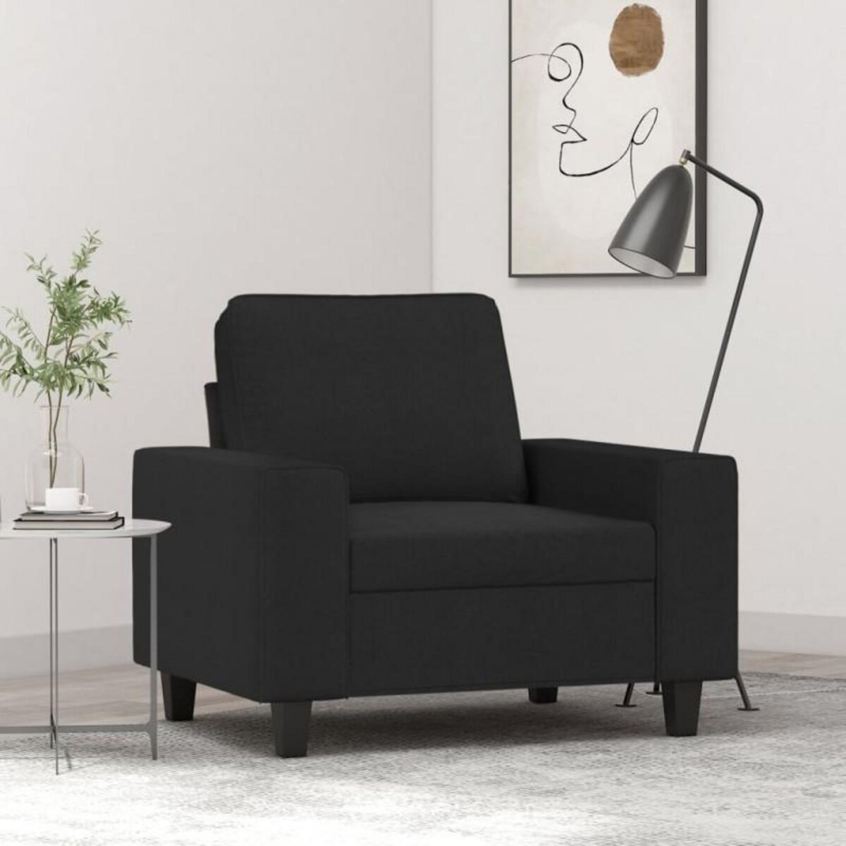 VIDAXL Fauteuil Noir 60 cm Tissu