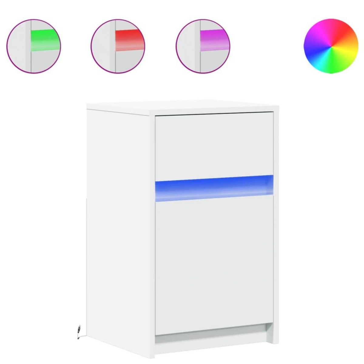 VIDAXL Armoire de chevet avec lumieres LED blanc bois d'ingenierie