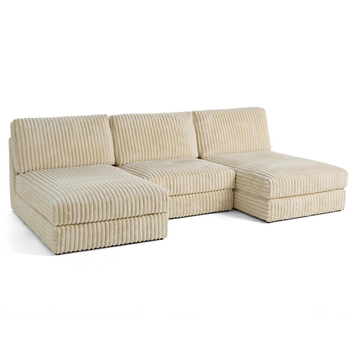 LISA DESIGN Jasper - canapé panoramique modulable - en fausse fourrure côtelée