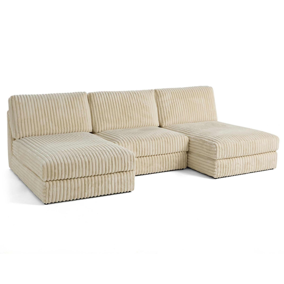 LISA DESIGN Jasper - canapé panoramique modulable - en fausse fourrure côtelée