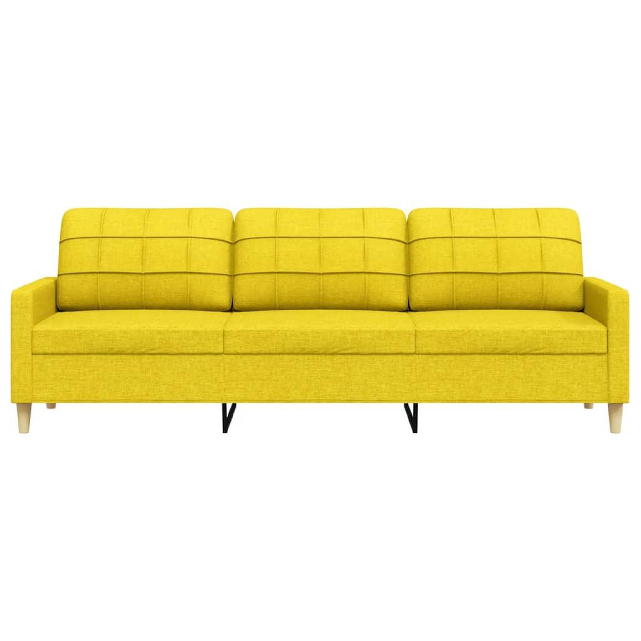 Voir la diapositive 4 : VIDAXL Canape a 3 places Jaune clair 210 cm Tissu