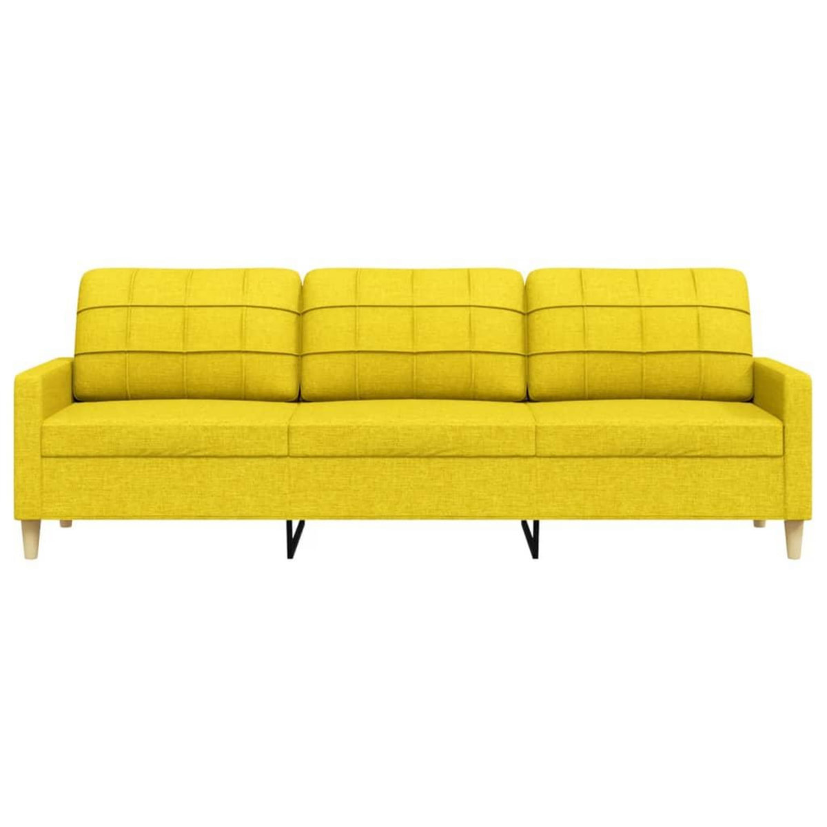VIDAXL Canape a 3 places Jaune clair 210 cm Tissu
