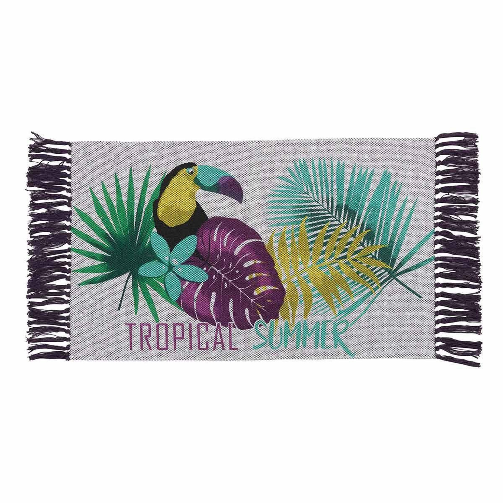 Douceur d'Intérieur Tapis déco à franges  hawaina  50x80cm multicolore