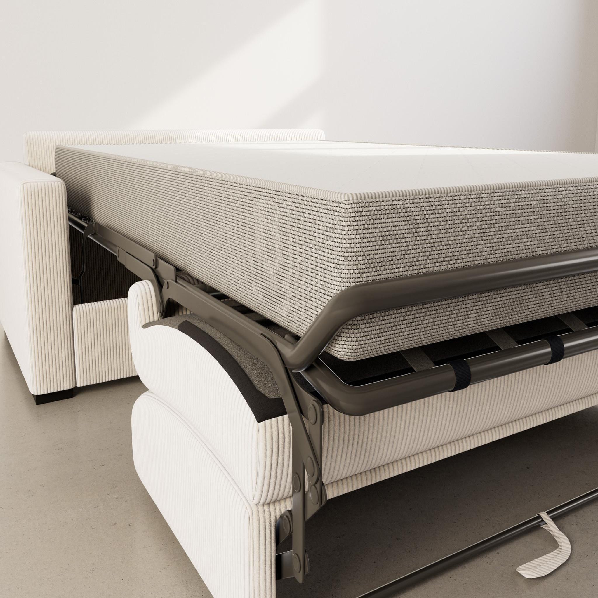 Voir la diapositive 3 : BEST MOBILIER Tristan - canapé lit 3 places convertible express couchage quotidien 140 cm matelas 18 cm en velours côtelé
