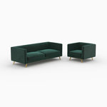 MAISON PAVANE Ensemble canapé et fauteuil en velours vert 4 places-Gatsby