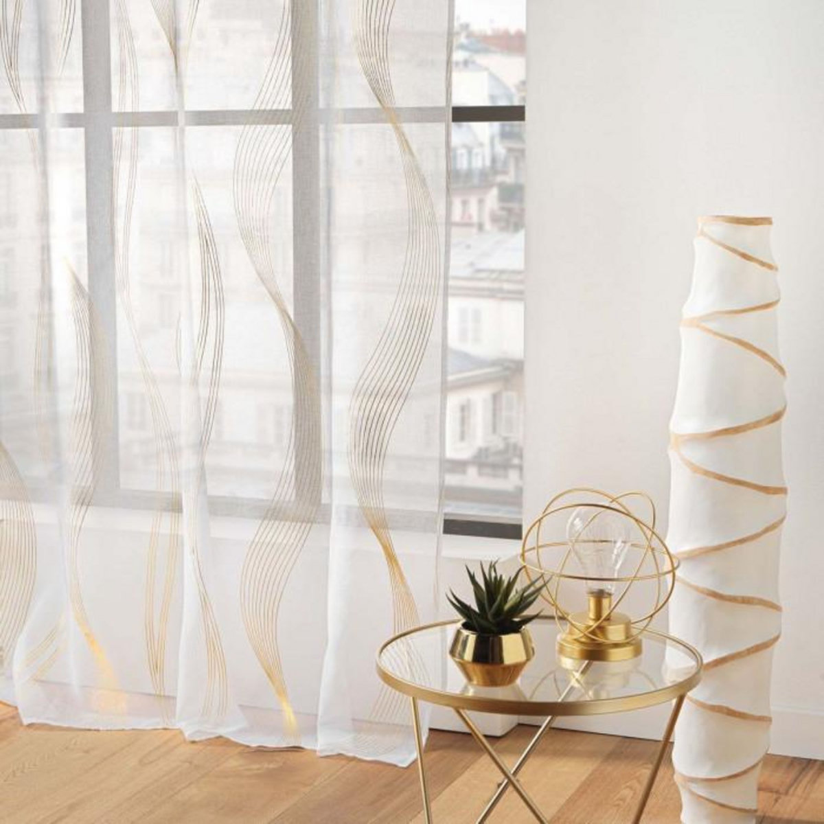 Paris Prix Rideau Voilage à Œillets  Elona  140x280cm Or