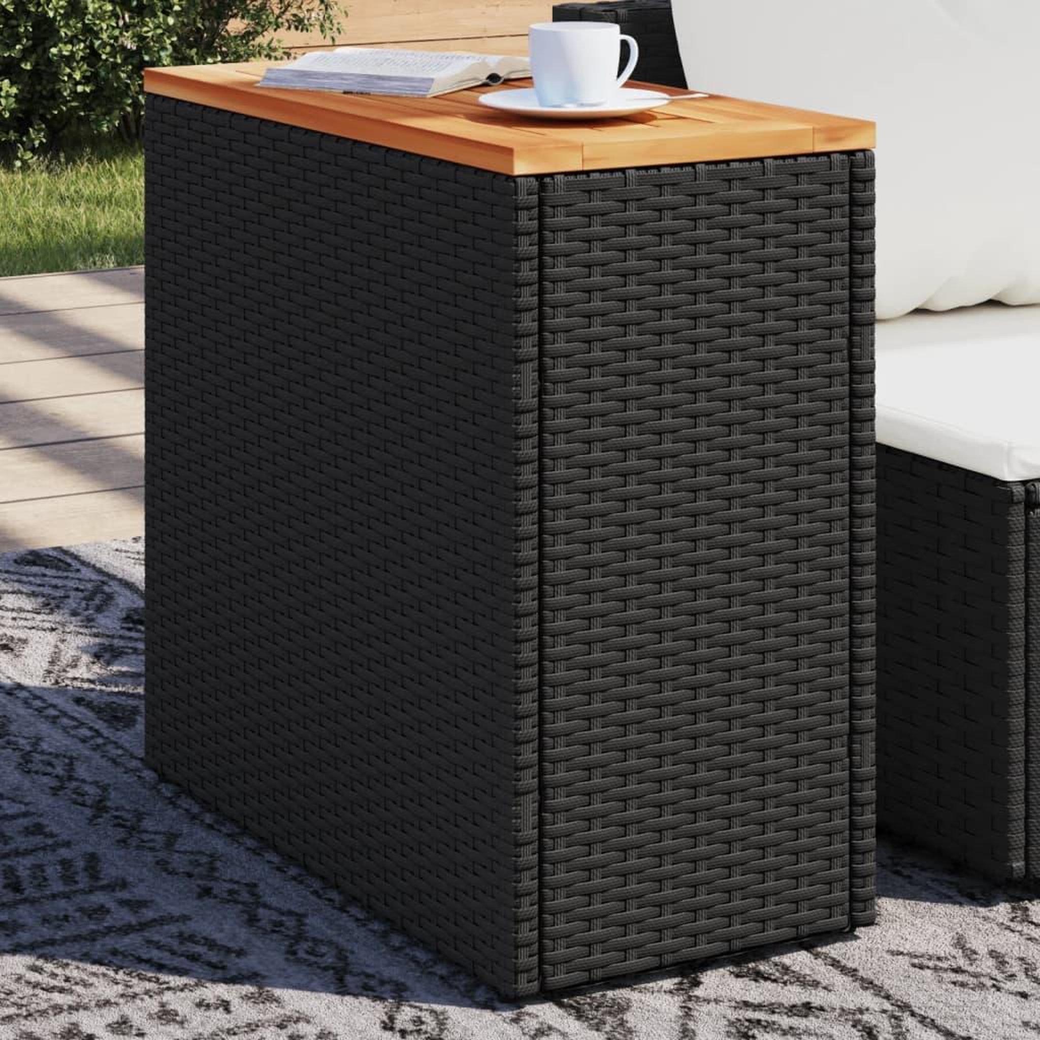 VIDAXL Table d'appoint de jardin dessus en bois noir 58x27,5x55 cm