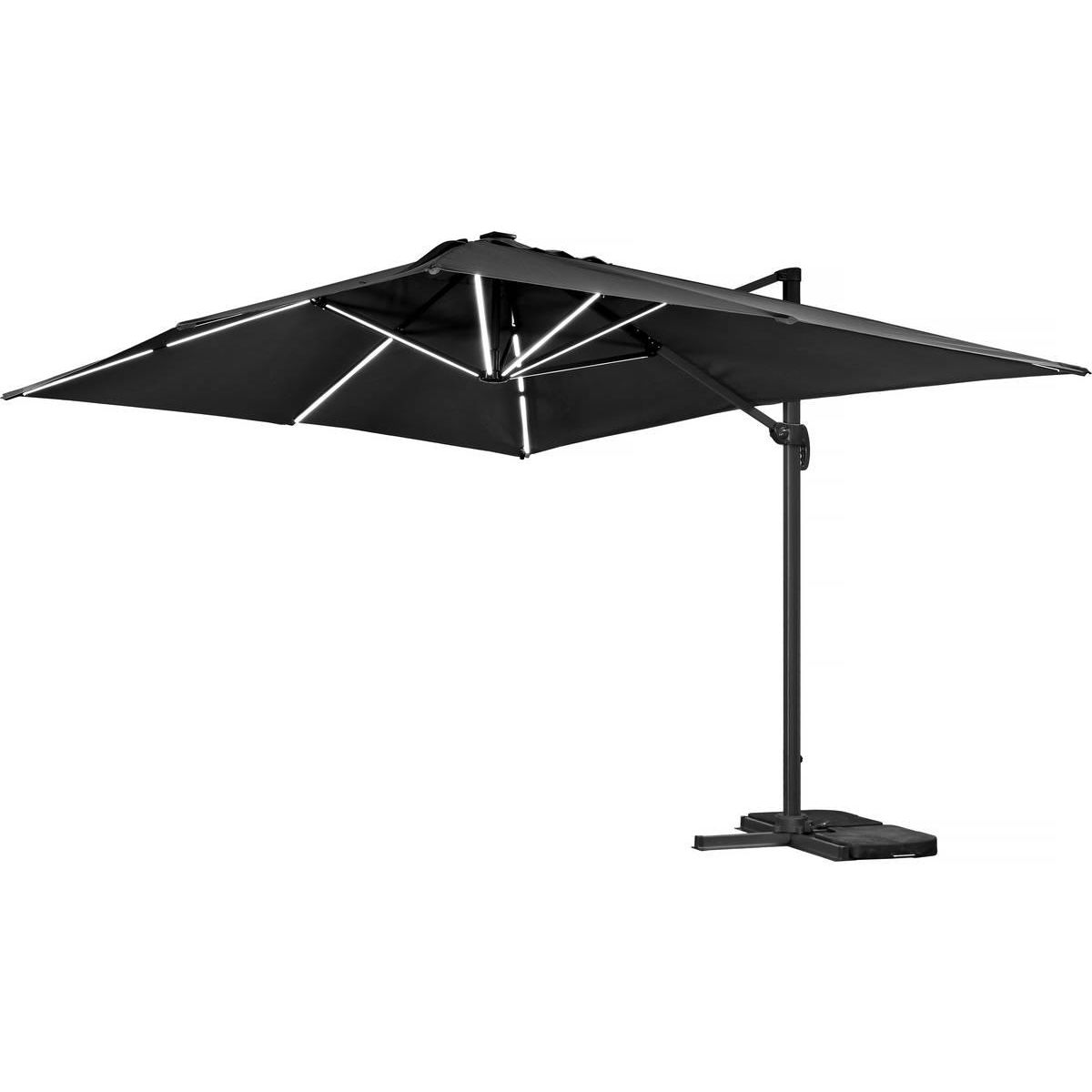 Habitat et Jardin Parasol jardin déporté led alu  Sun 3 Luxe  3 x 3 m - Noir
