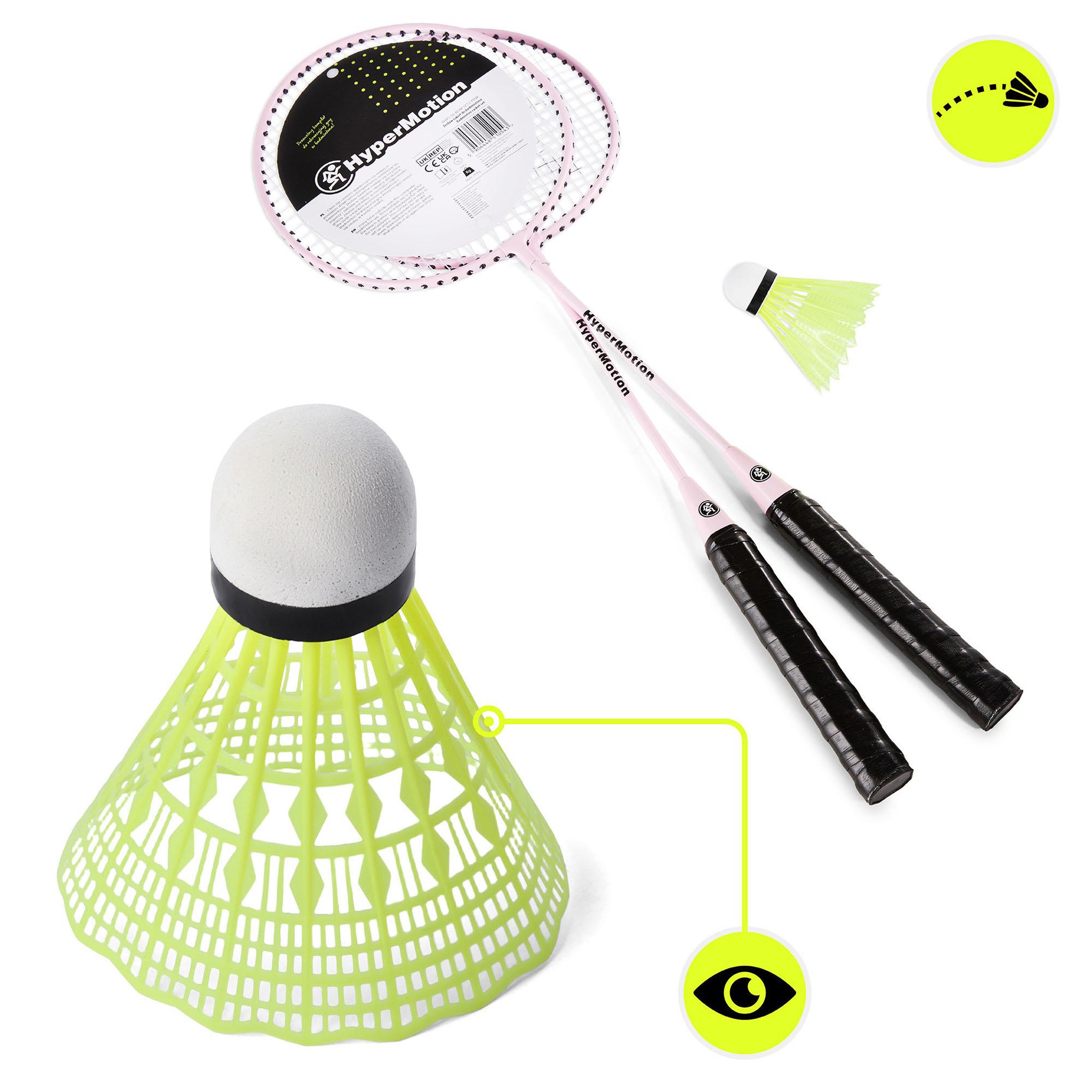 Voir la diapositive 4 : HYPERMOTION Ensemble de Badminton HyperMotion, Set de 2 raquettes en acier et volant