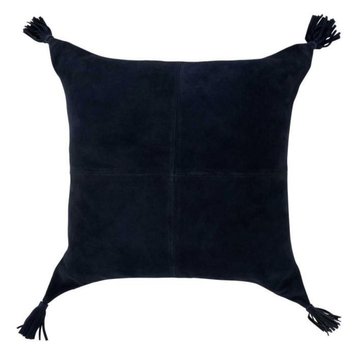 Paris Prix Coussin Pompons en Cuir  Coleman  45x45cm Bleu