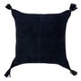 Voir la diapositive 1 : Paris Prix Coussin Pompons en Cuir  Coleman  45x45cm Bleu