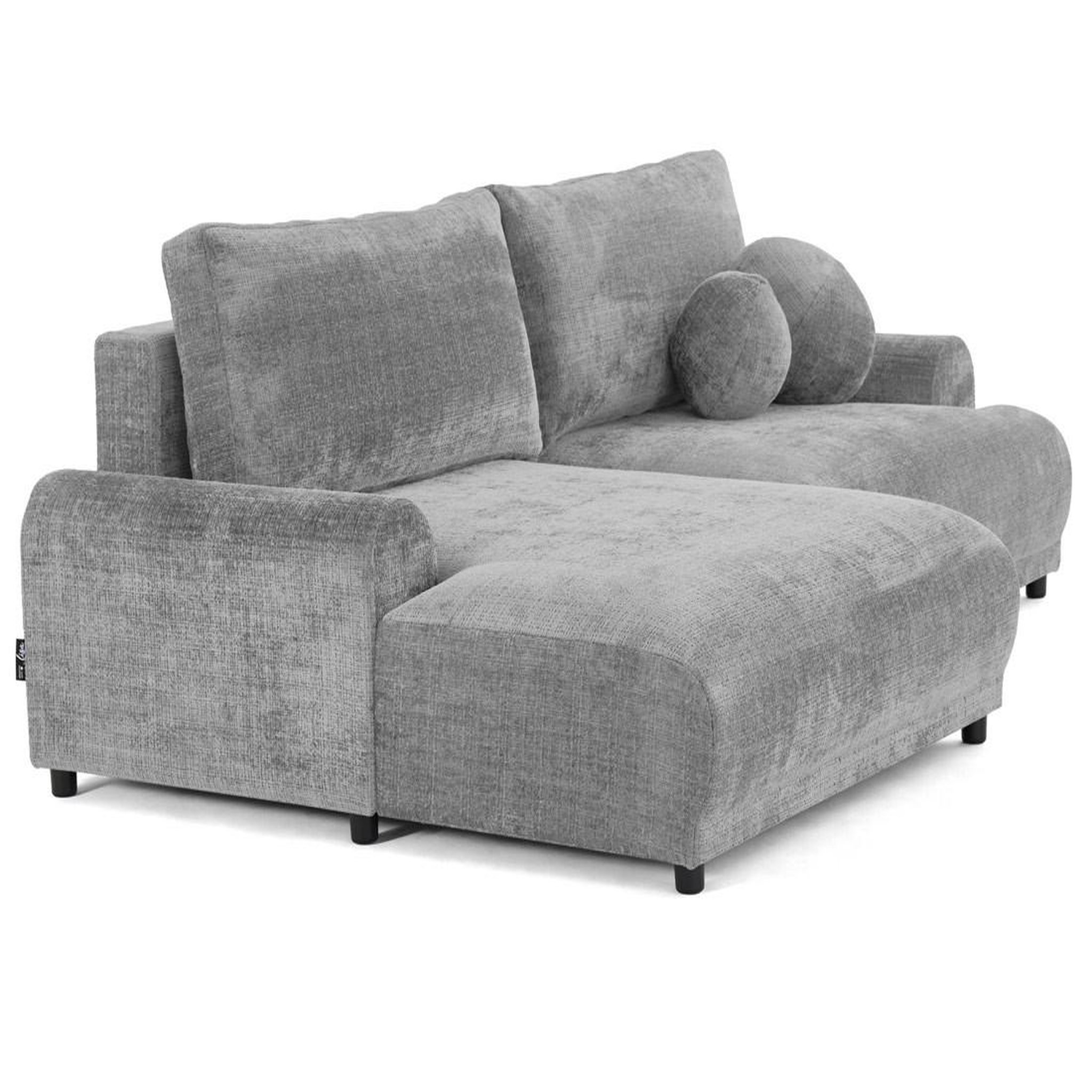 Voir la diapositive 5 : LISA DESIGN Nelly - canapé d'angle gauche 4 places convertible avec coffre en velours texturé
