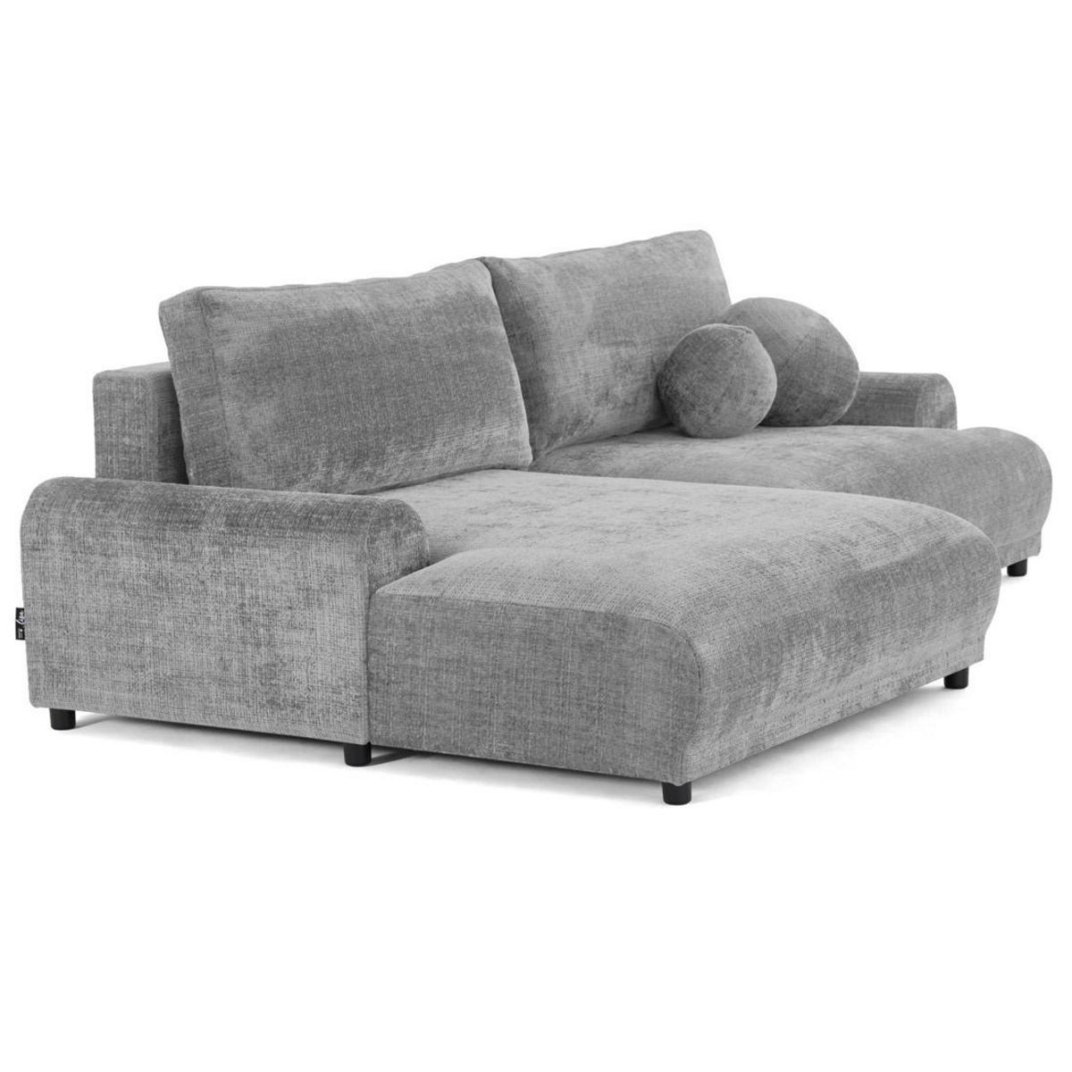 LISA DESIGN Nelly - canapé d'angle gauche 4 places convertible avec coffre en velours texturé