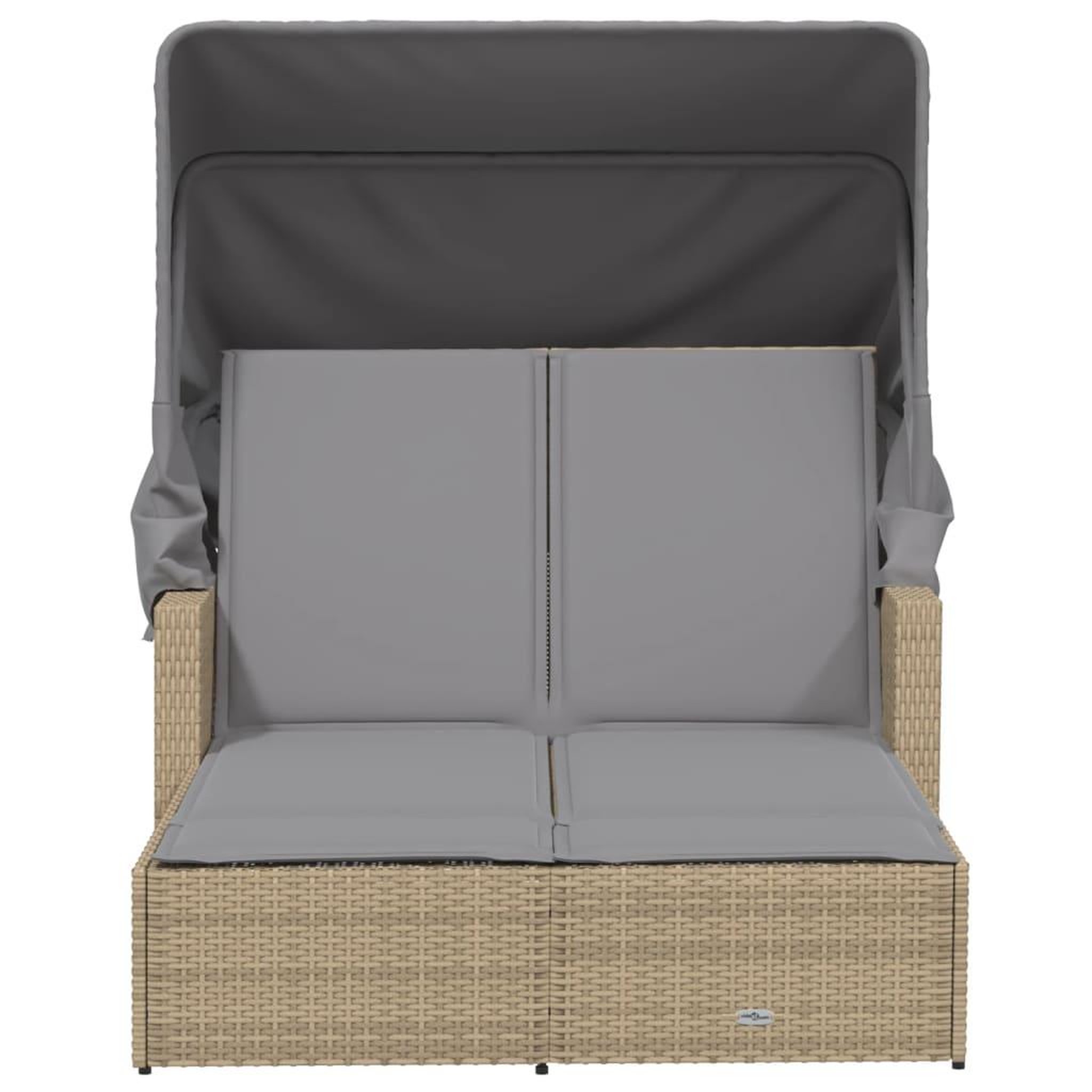 Voir la diapositive 4 : VIDAXL Chaise longue double et auvent et coussins melange beige rotin