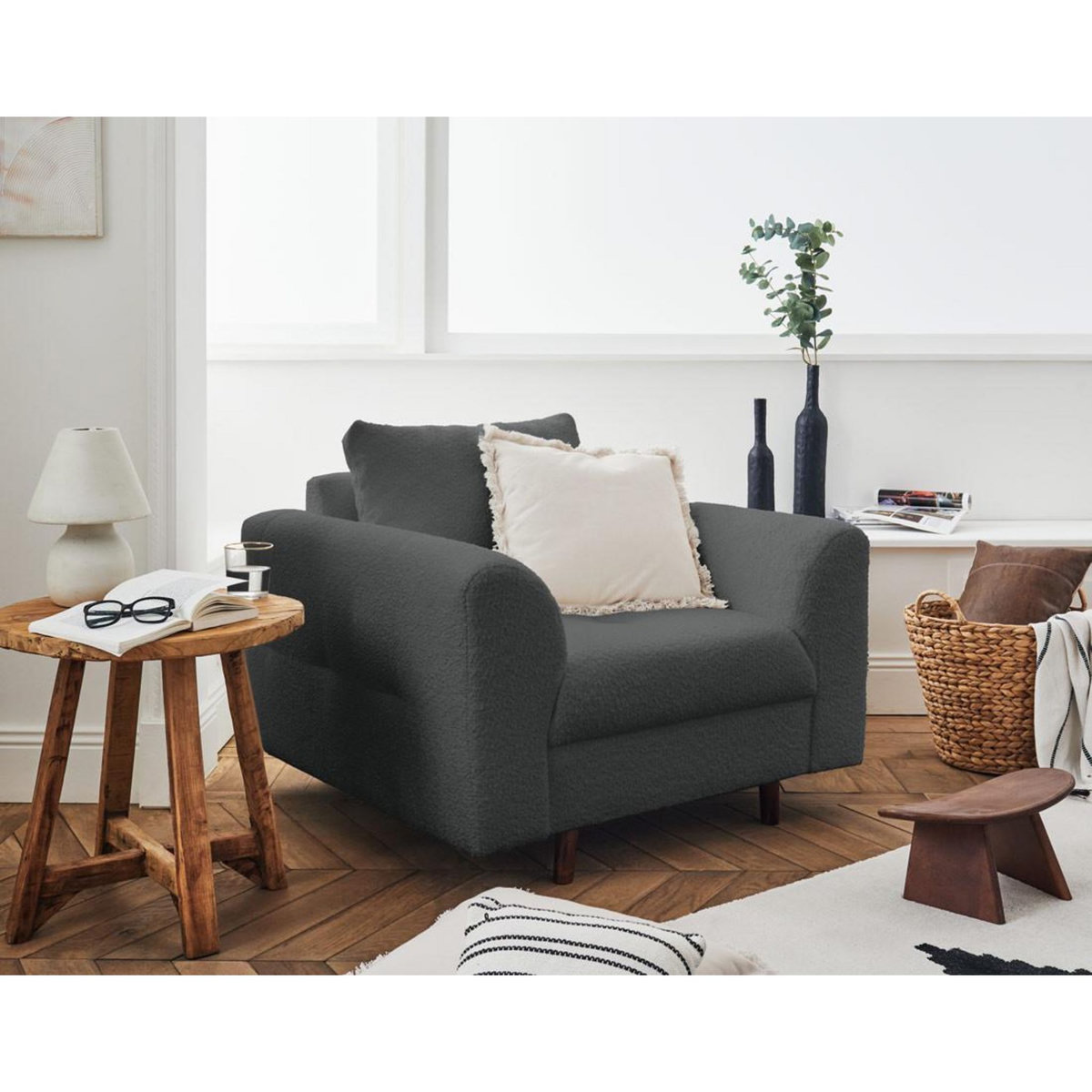 LISA DESIGN Rune - fauteuil - en tissu bouclette