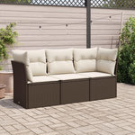 VIDAXL Salon de jardin avec coussins 3 pcs marron resine tressee
