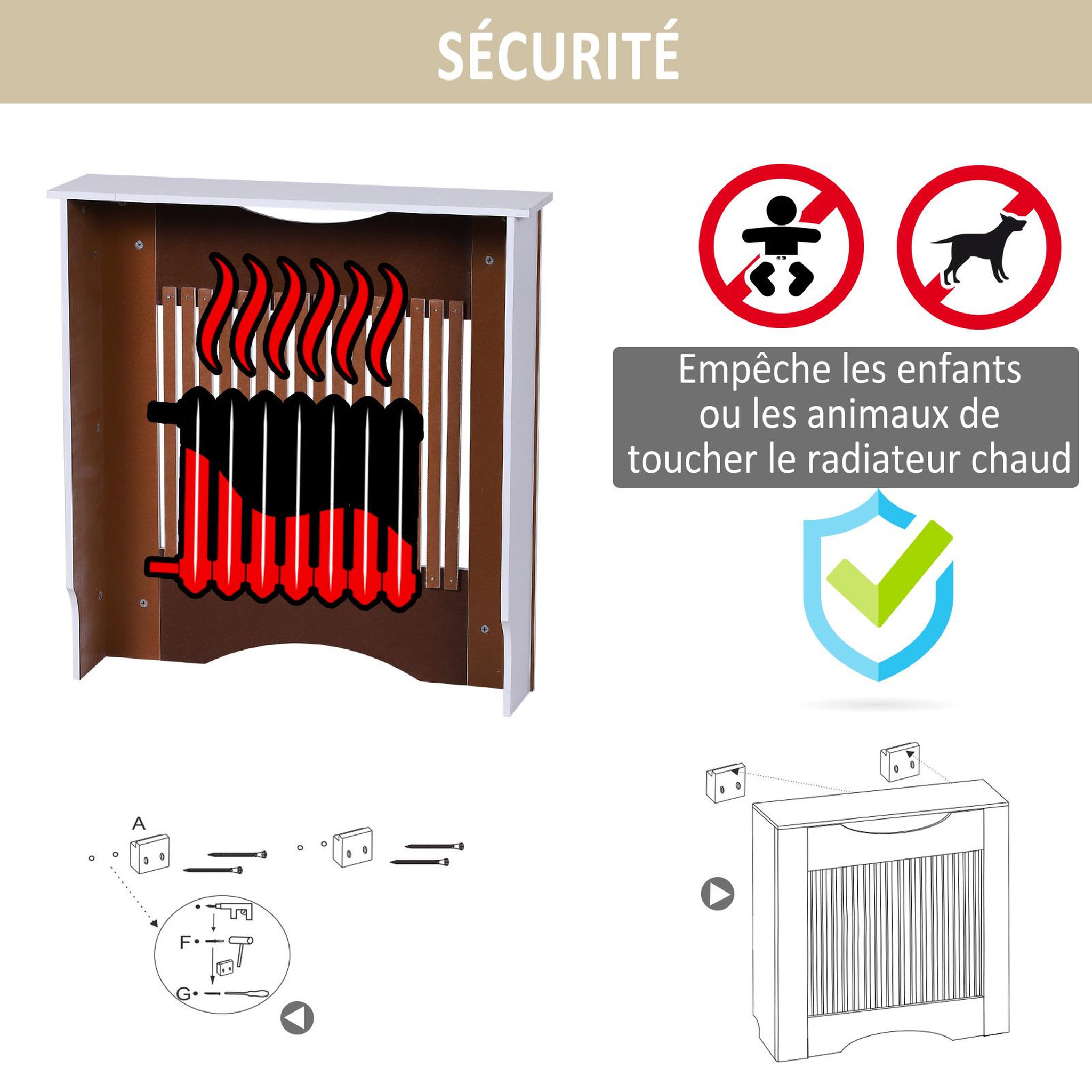 Voir la diapositive 5 : HOMCOM Cache-radiateur design panneau 78 x 19 x 82 cm MDF blanc