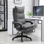Voir la diapositive 2 : HOMCOM Fauteuil de bureau direction massant hauteur réglable dossier inclinable repose-pied intégré toile de lin gris chiné