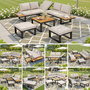 Voir la diapositive 2 : MERAX Salon de jardin 7 places avec, canapé angle, dossier réglable, poufs et table