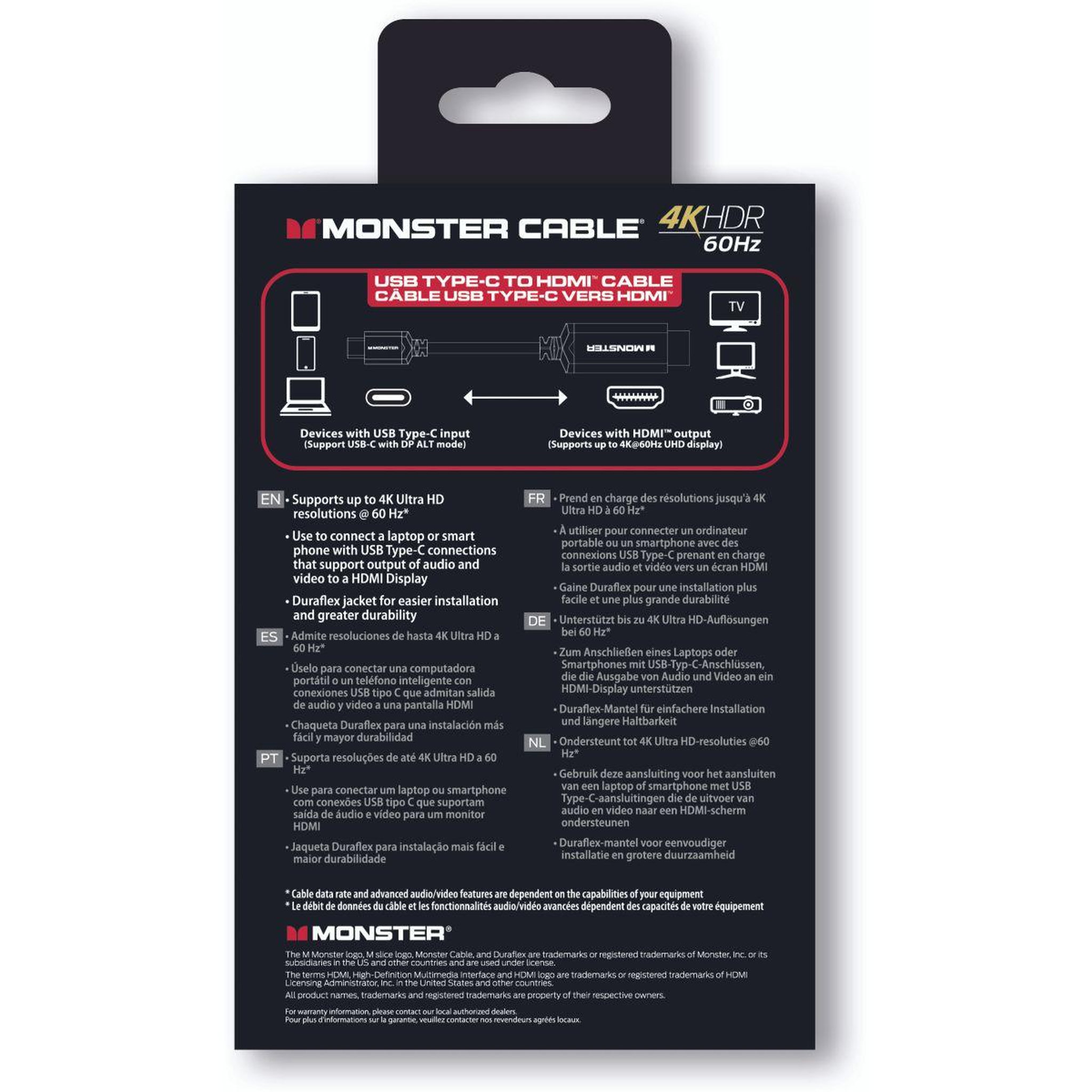 Voir la diapositive 4 : Monster Cable Câble usb-c usb c vers hdmi 4k hdr 60hz 2m