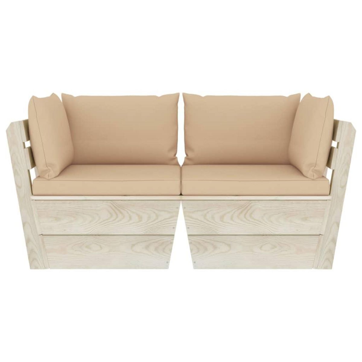 VIDAXL Canape palette a 2 places de jardin avec coussins Bois d'epicea