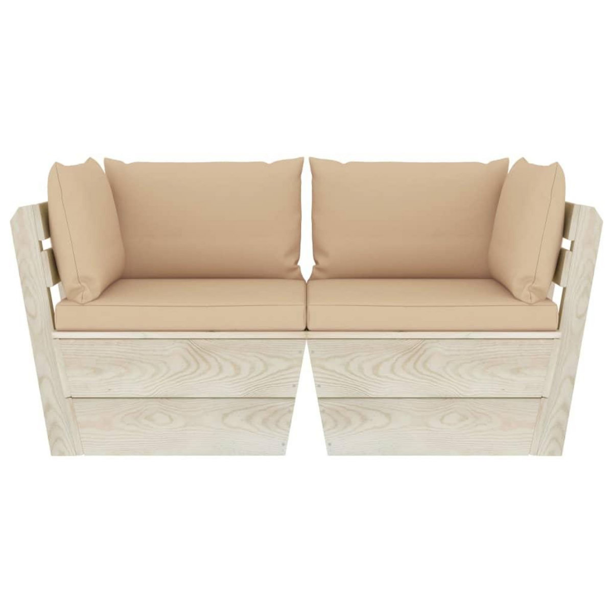 VIDAXL Canape palette a 2 places de jardin avec coussins Bois d'epicea
