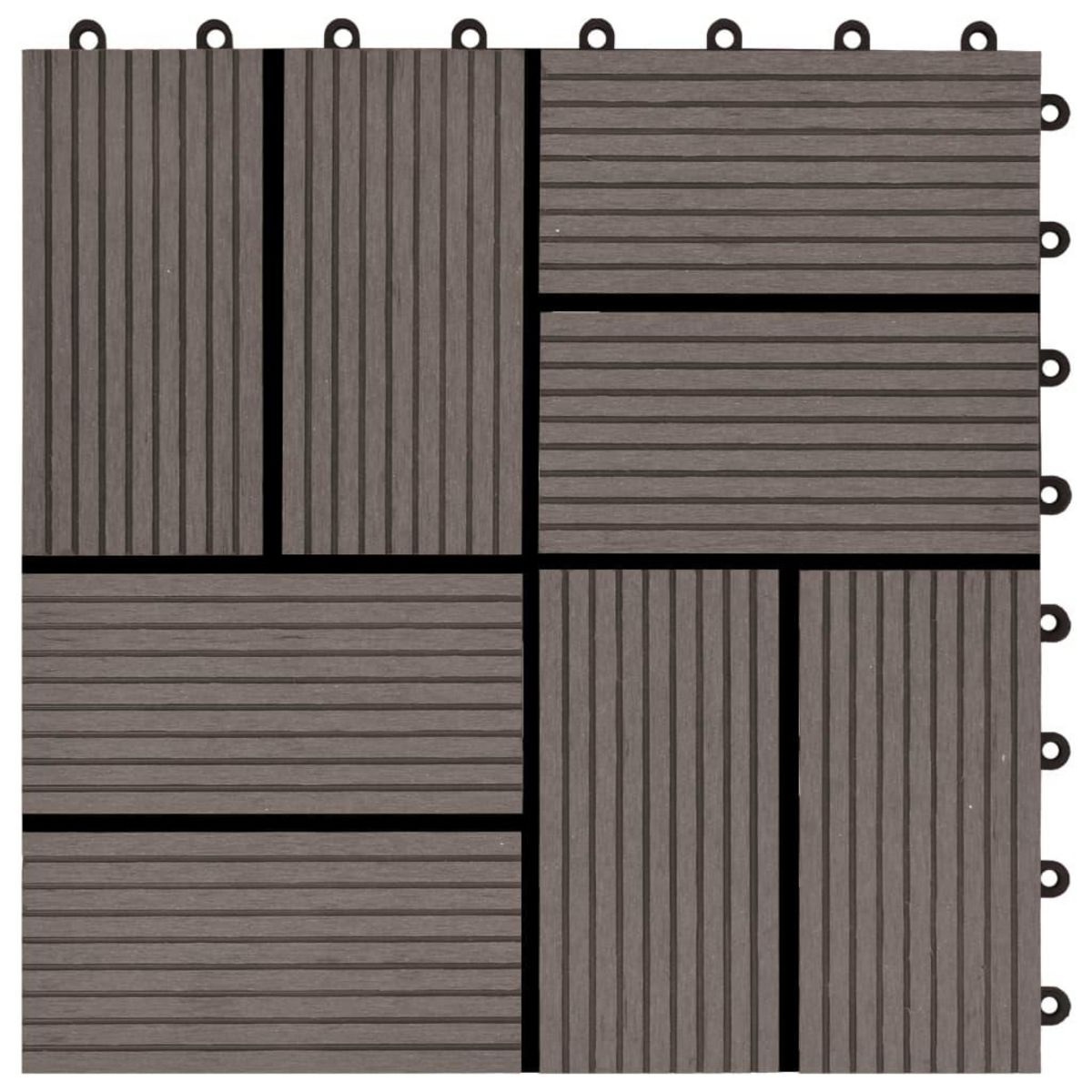 VIDAXL Carreau de terrasse 11 pcs WPC 30 x 30 cm 1 m² Marron fonce