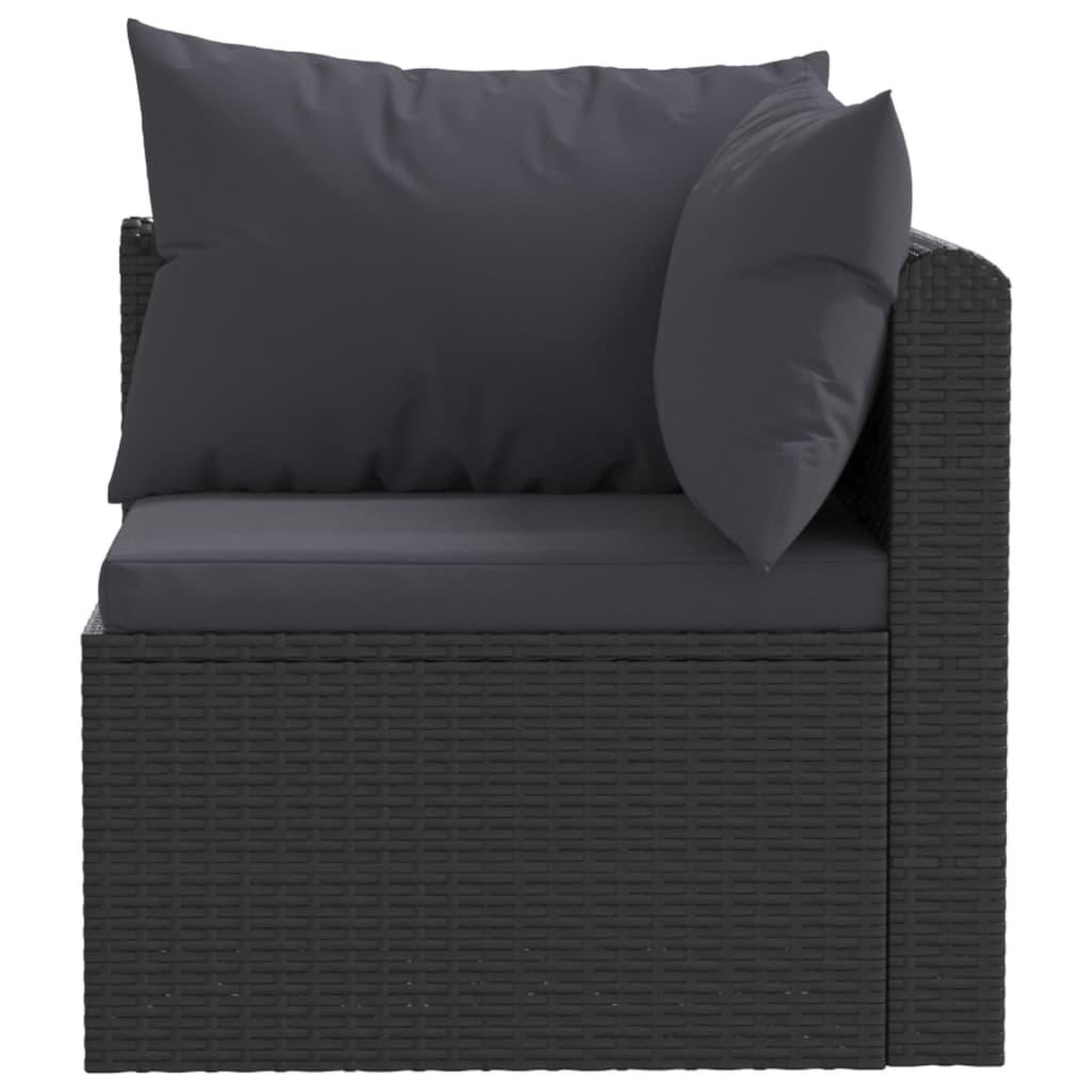 Voir la diapositive 4 : VIDAXL Canapes de jardin 4 pcs avec coussins Resine tressee Noir