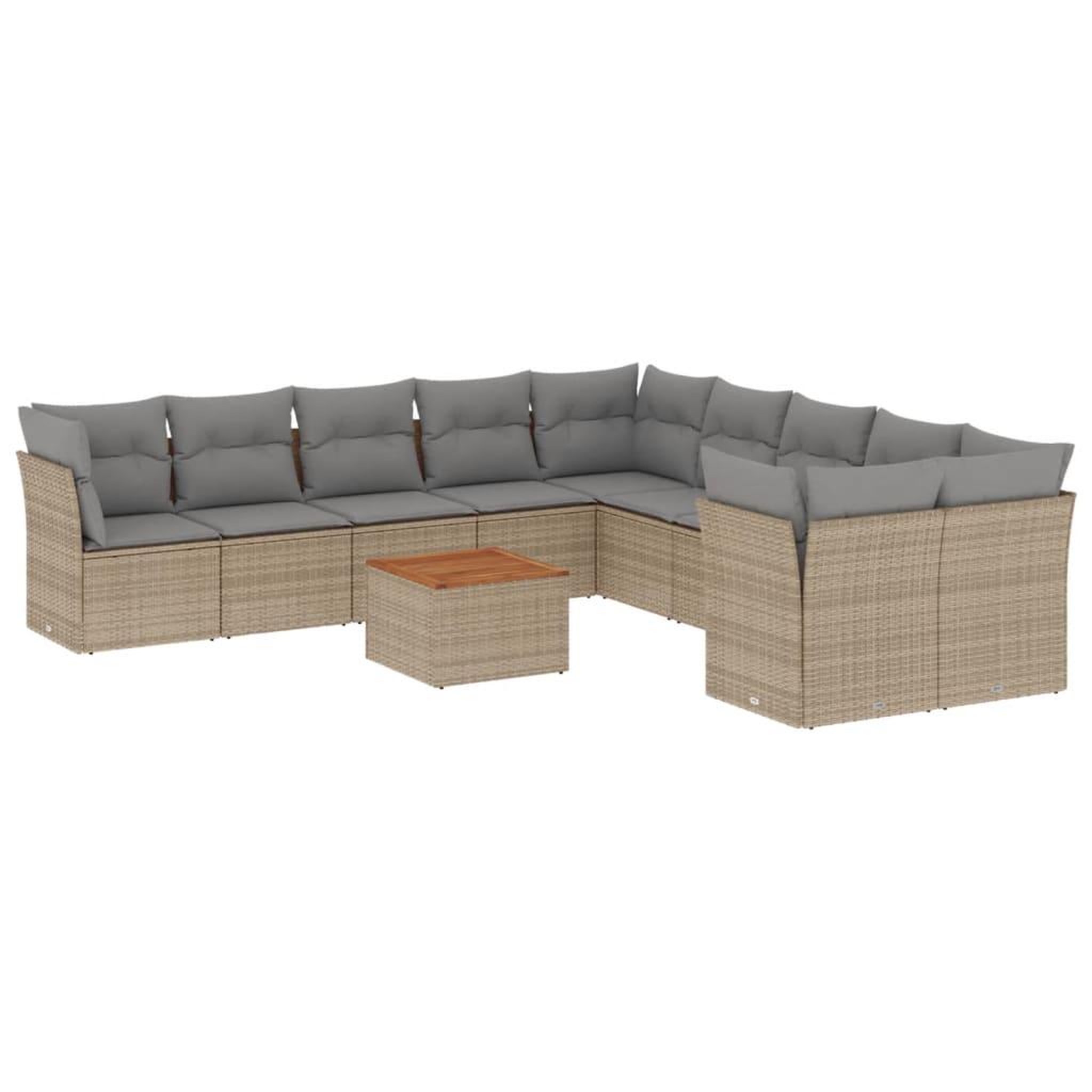 Voir la diapositive 2 : VIDAXL Salon de jardin 11 pcs avec coussins beige resine tressee