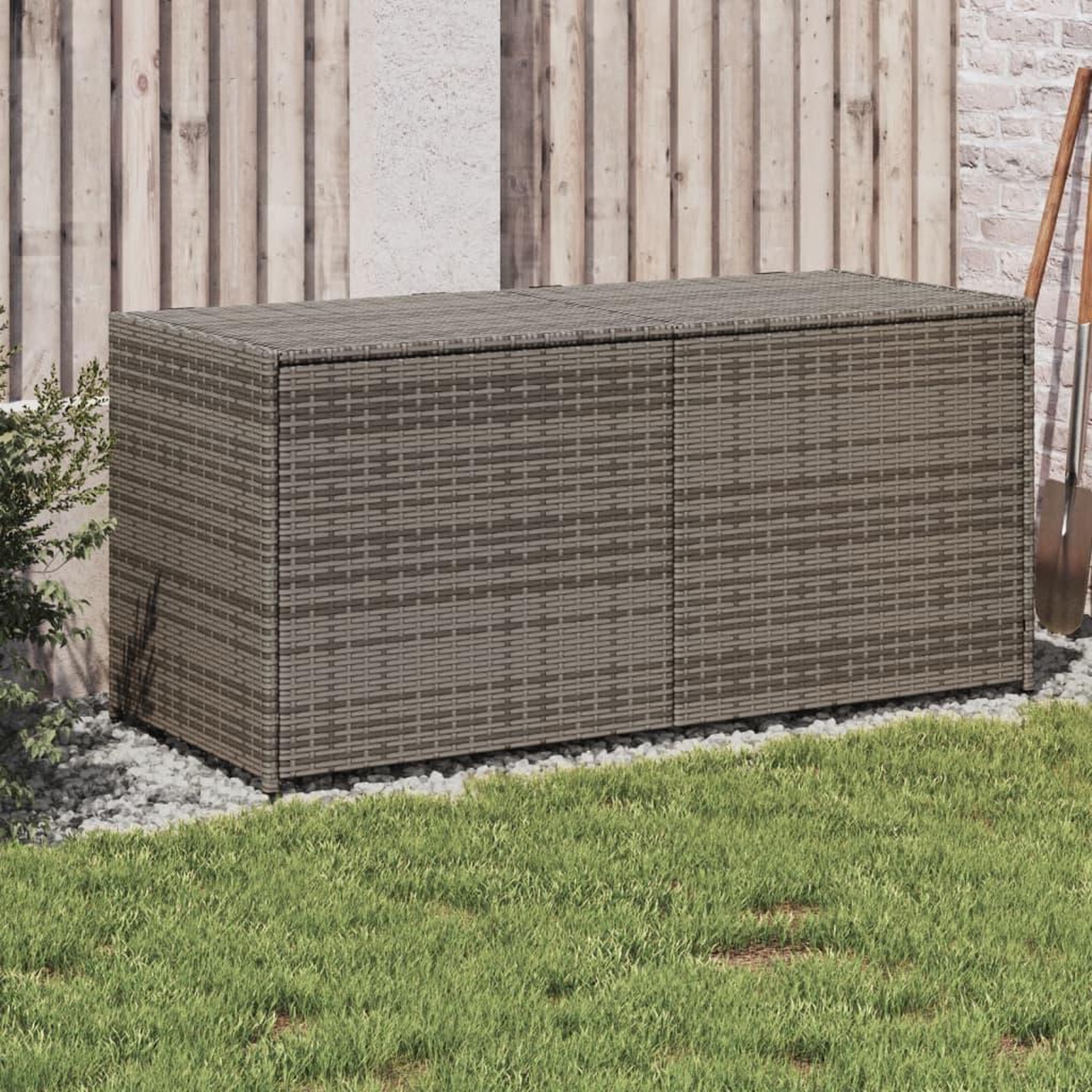 VIDAXL Boîte de rangement de jardin gris 283L resine tressee