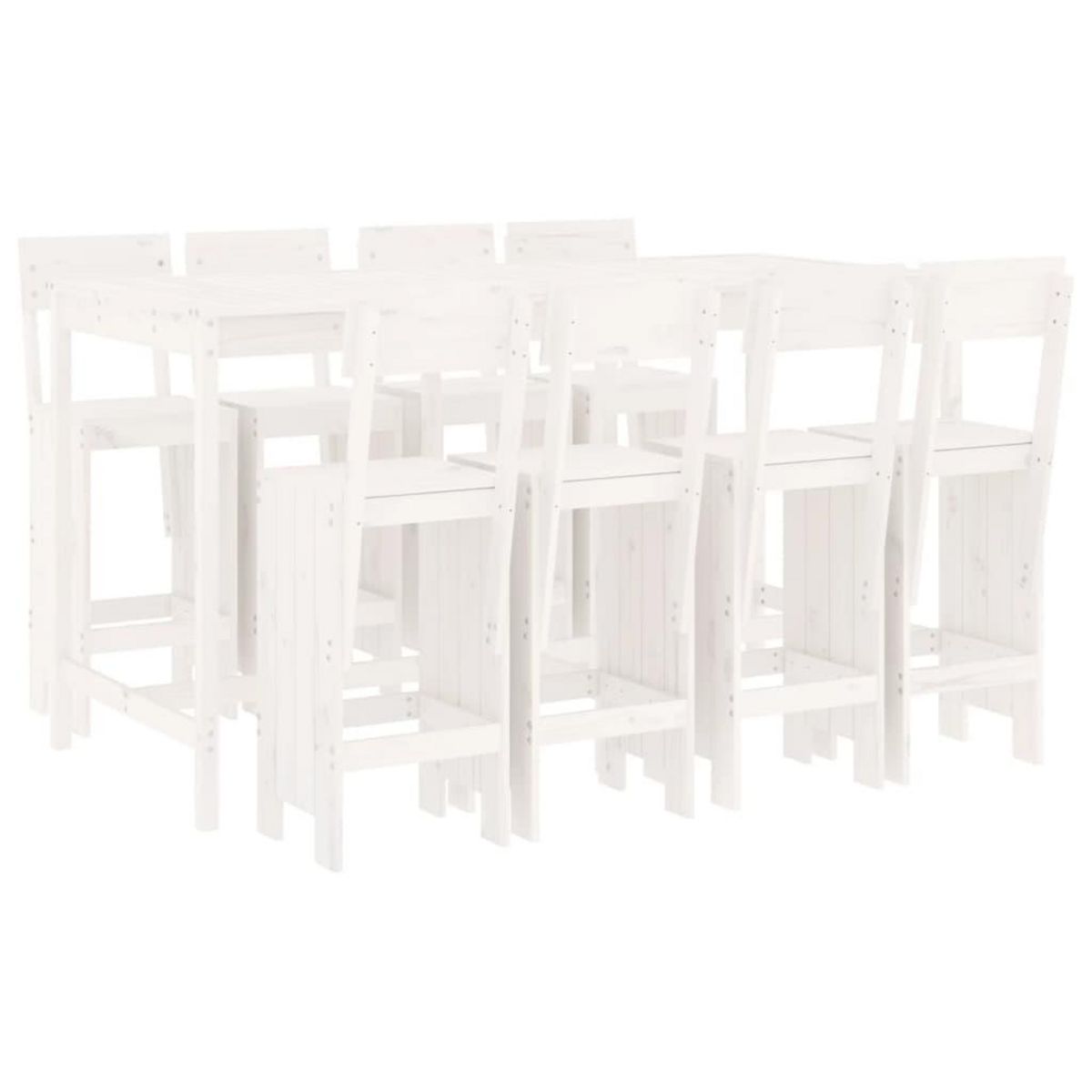 VIDAXL Ensemble de bar de jardin 9 pcs blanc bois de pin massif