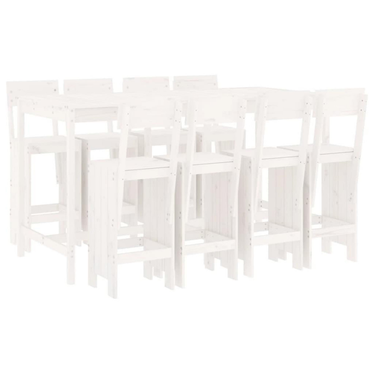 VIDAXL Ensemble de bar de jardin 9 pcs blanc bois de pin massif